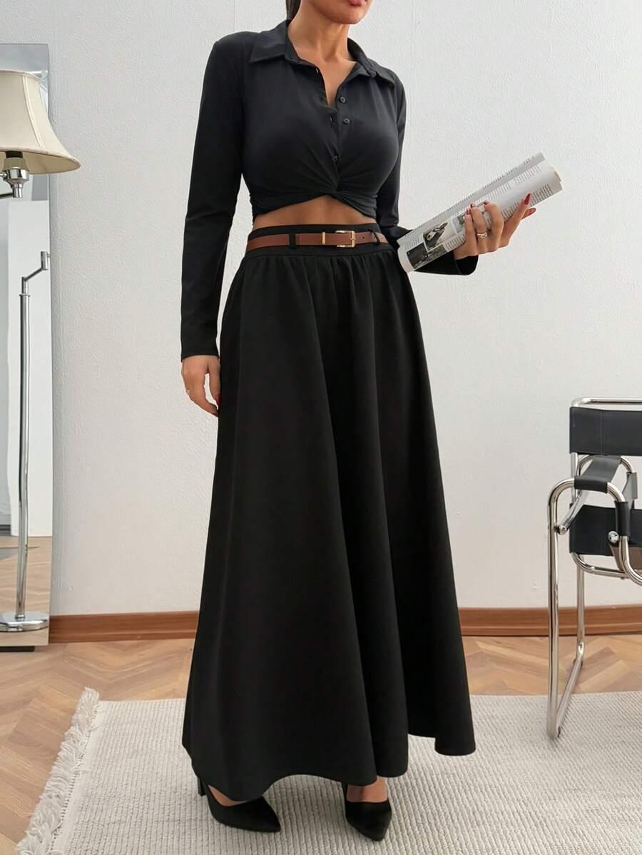 czarna maxi spódnica 
