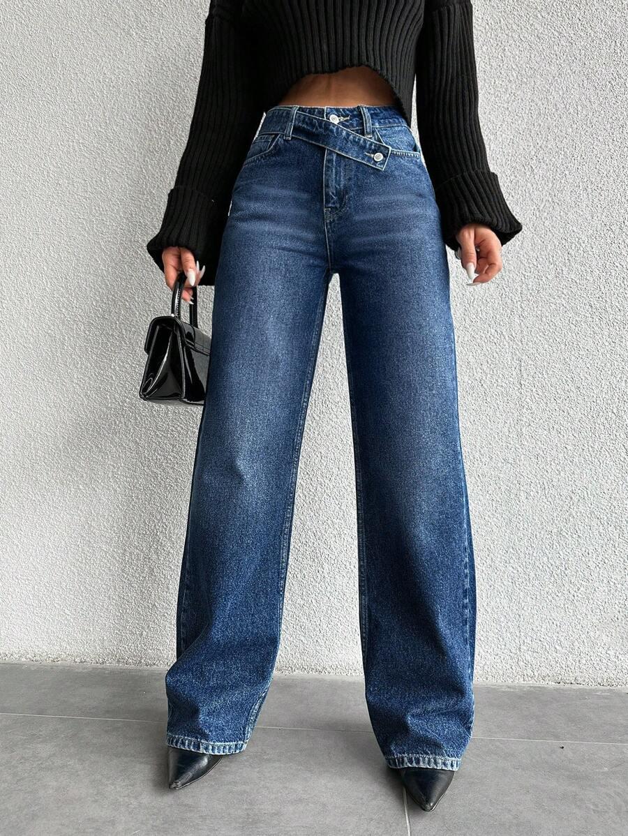 GRANATOWE SPODNIE JEANS 