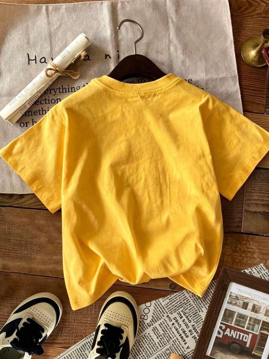 ŻÓŁTY T-SHIRT OKRĄGŁY DEKOLT 
