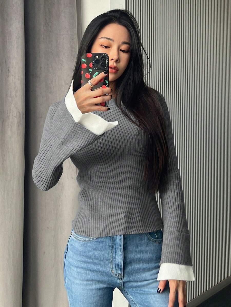 SWETER DAMSKI WISKOZOWY OKRĄGŁY DEKOLT 