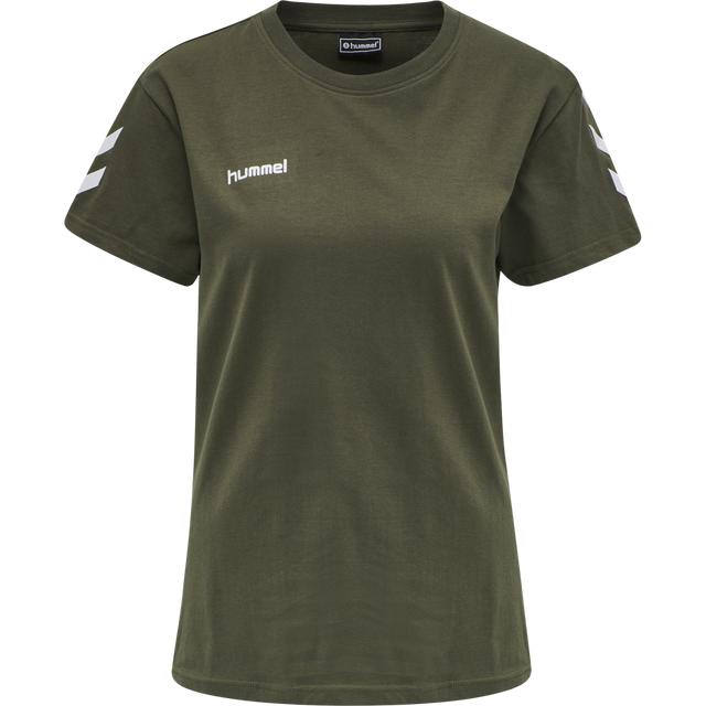 klasyczny t-shirt khaki okrągły dekolt logo