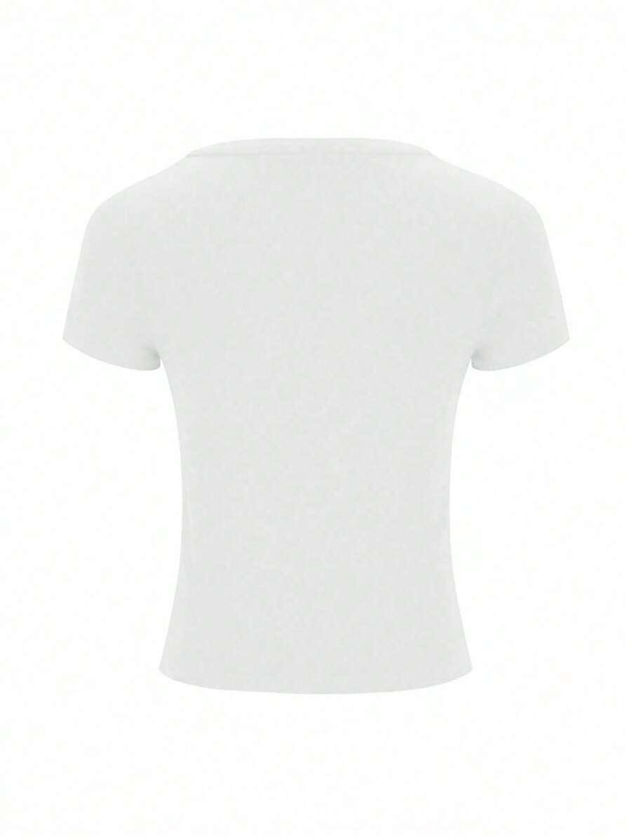 biała bluzka v neck krótki rękaw
