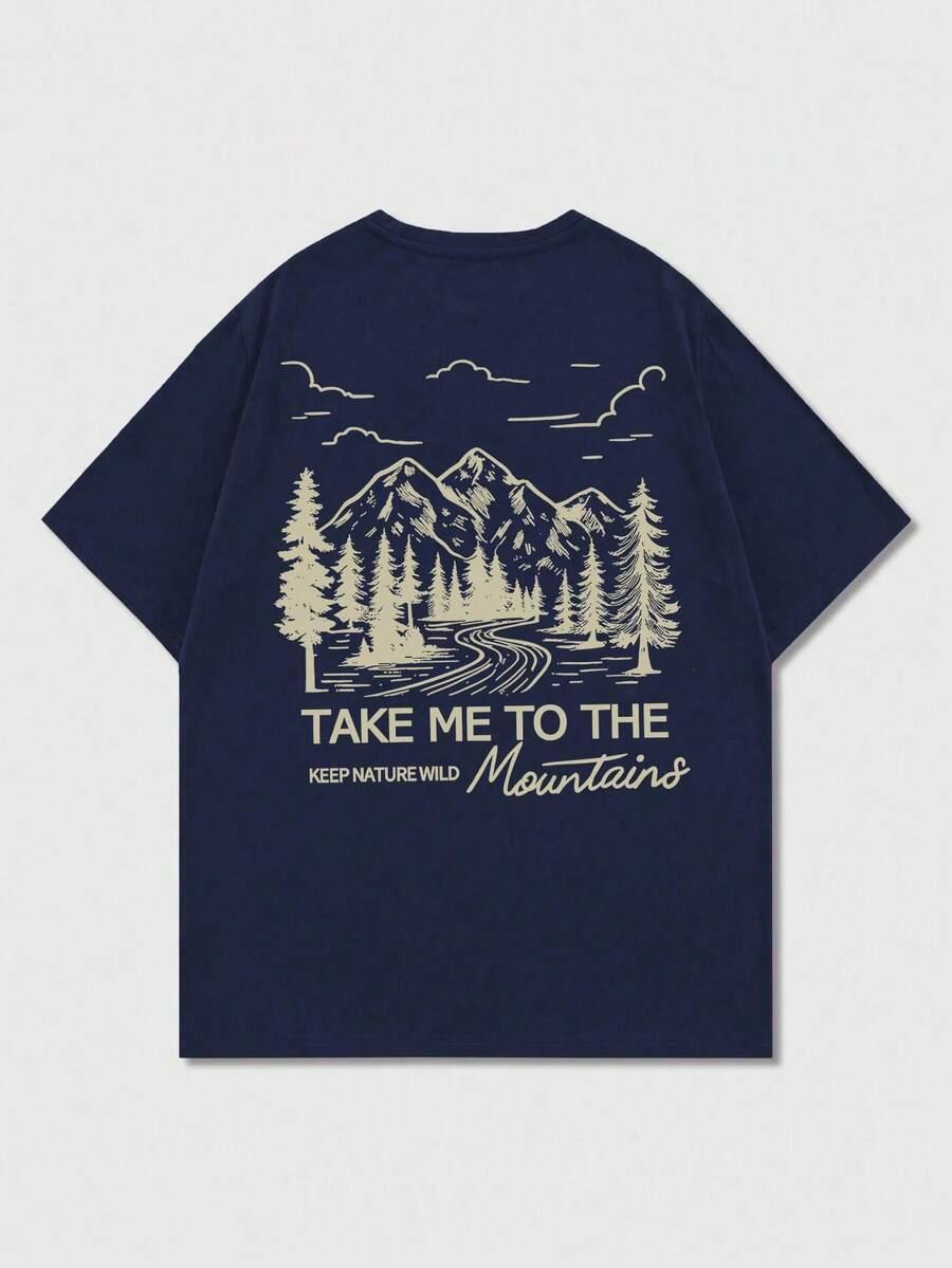 granatowy t-shirt print