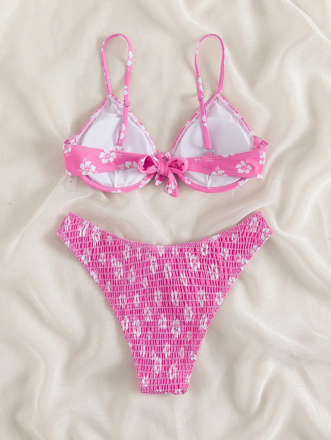 różowa góra od bikini wiązanie