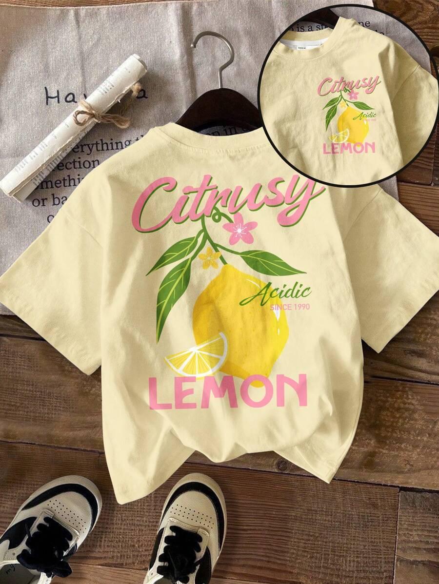 ŻÓŁTY T-SHIRT NADRUK