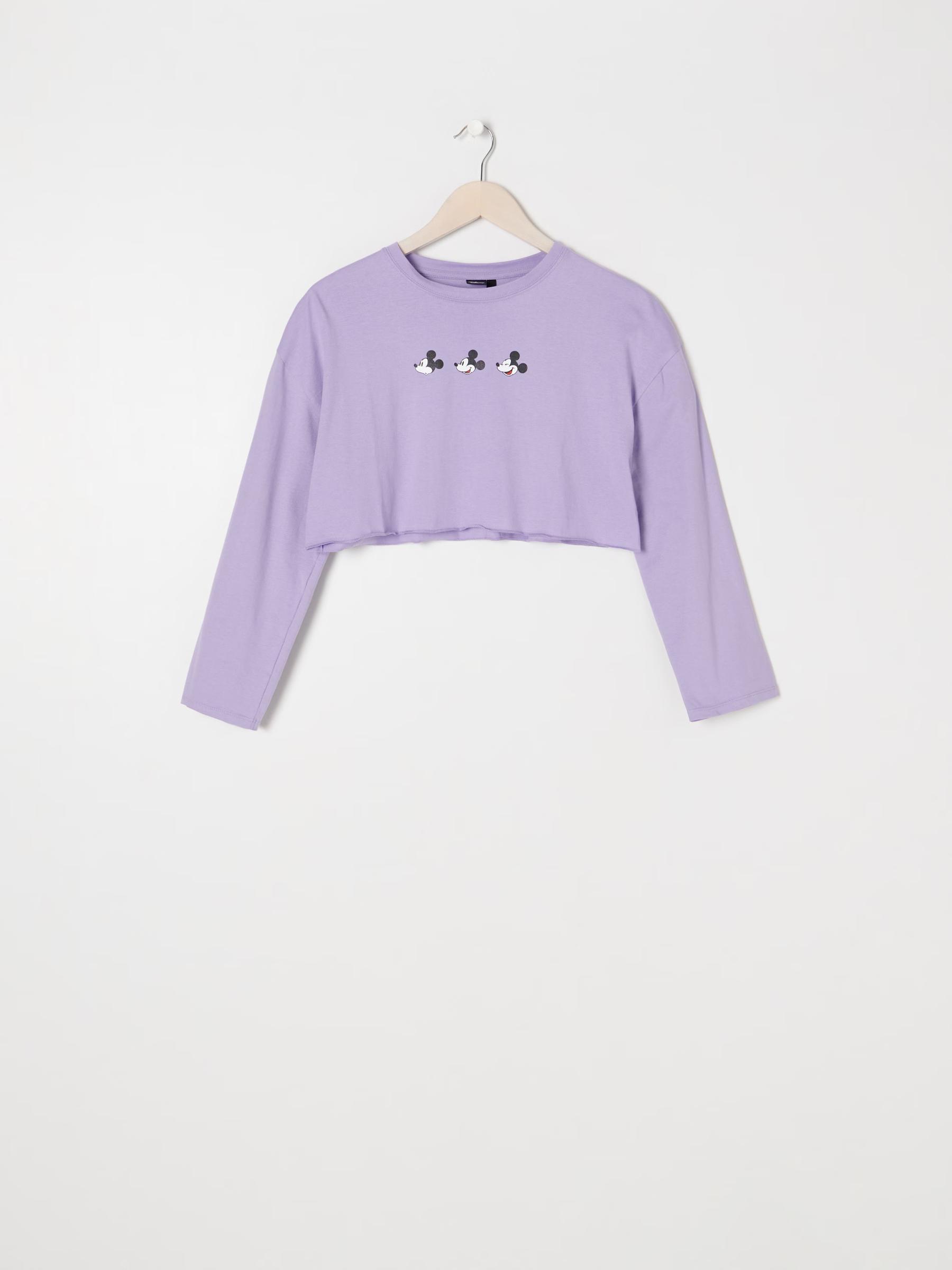 fioletowy crop top długi rękaw Myszka Miki