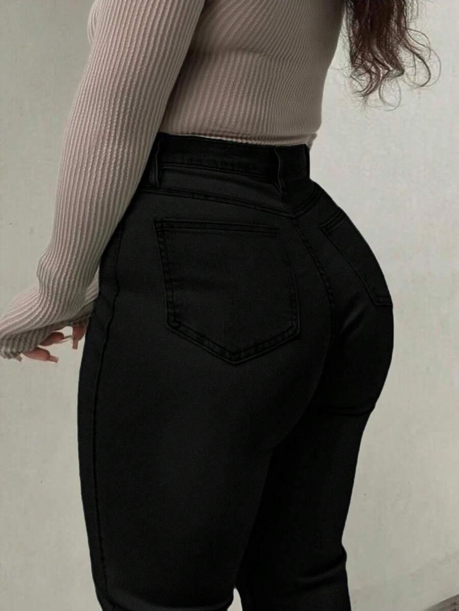 CZARNE SPODNIE JEANS 