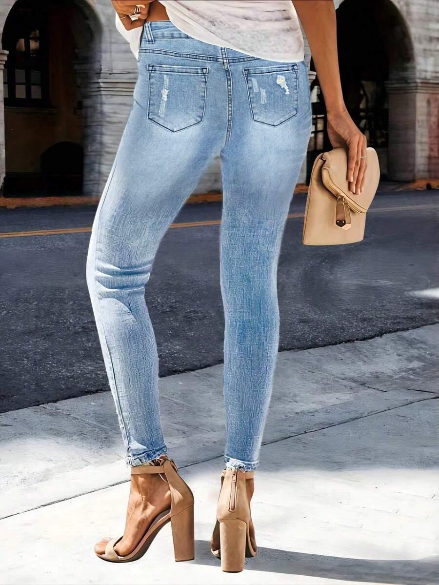 niebieskie spodnie skinny ripped jeans