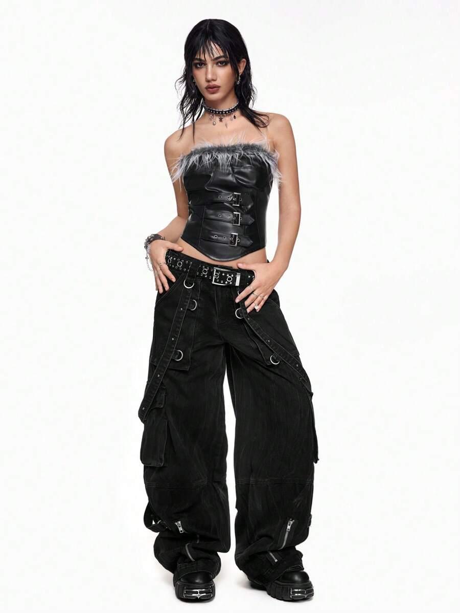 CZARNE SPODNIE JEANS 