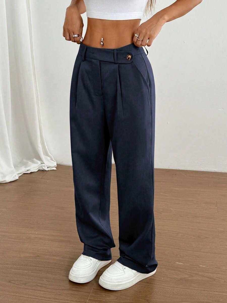 GRANATOWE SPODNIE CASUAL