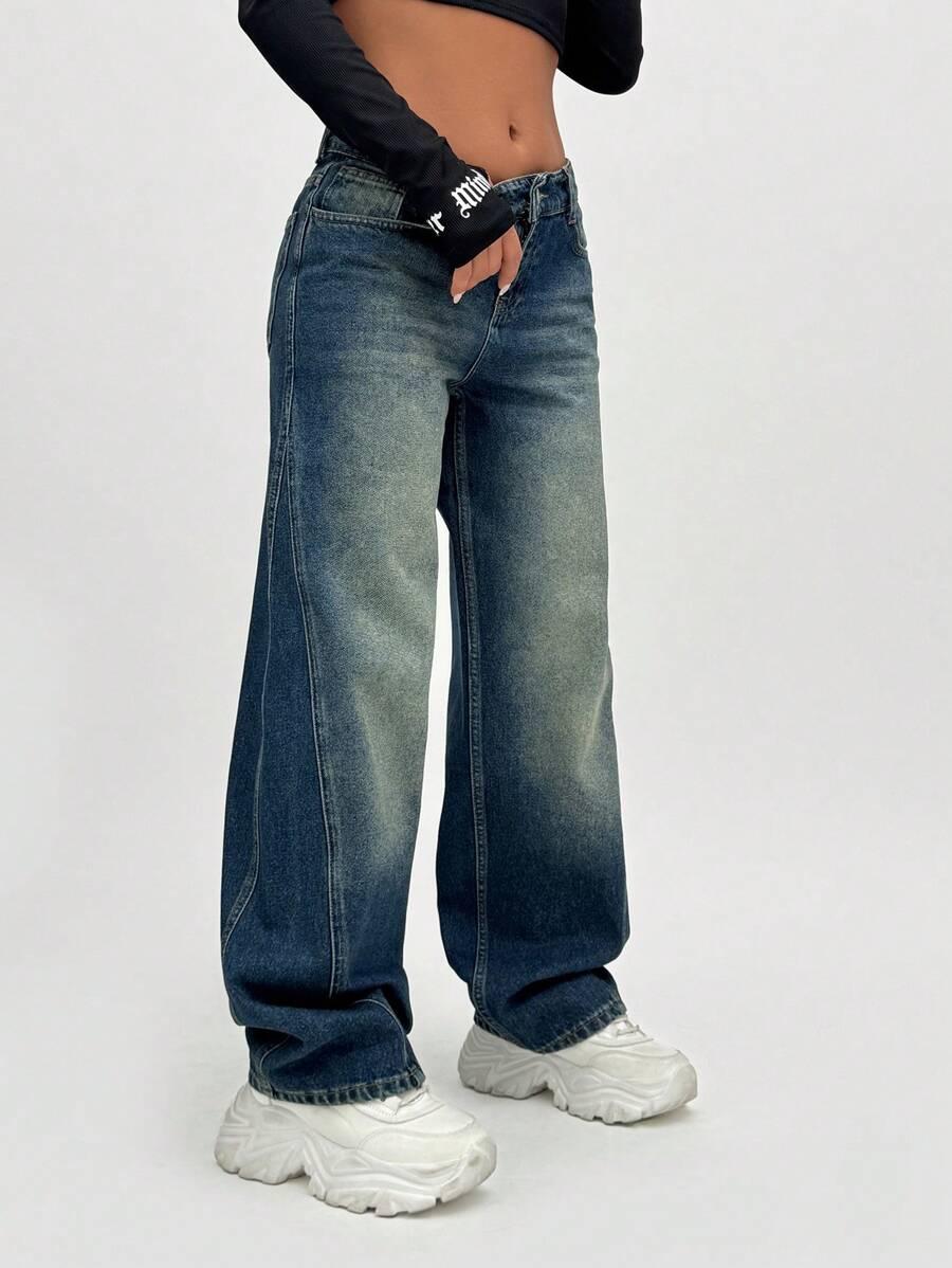 niebieskie retro jeansy 