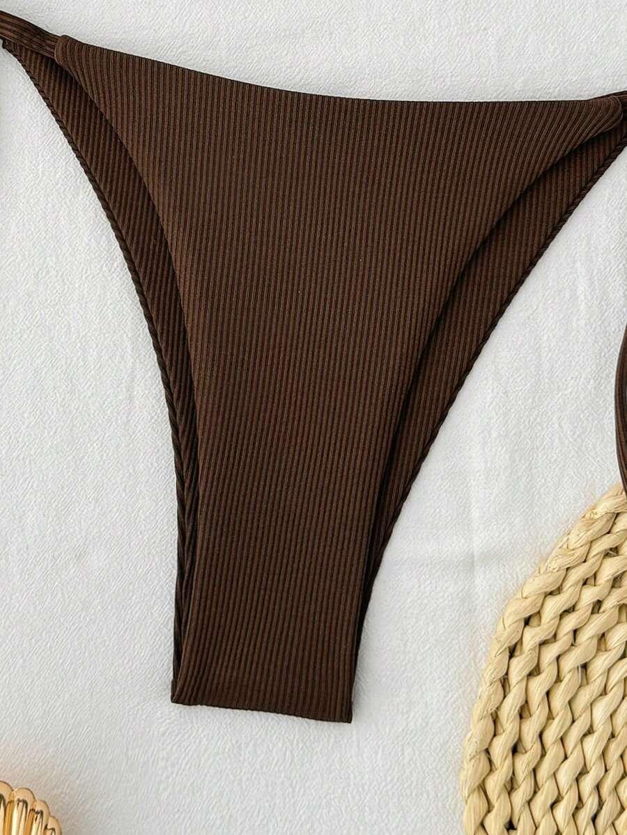 brązowy komplet bikini zdobienie