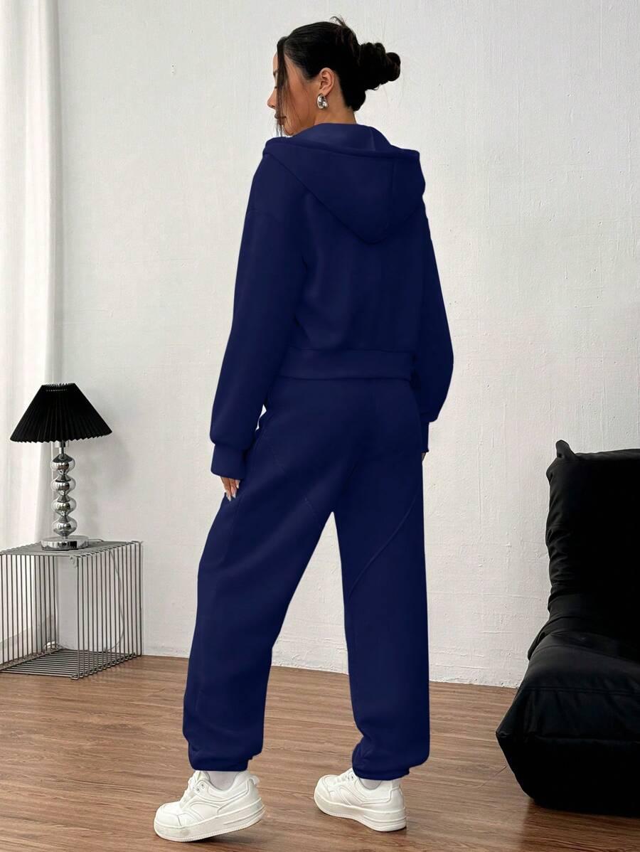 GRANATOWA BLUZA SPODNIE KOMPLET