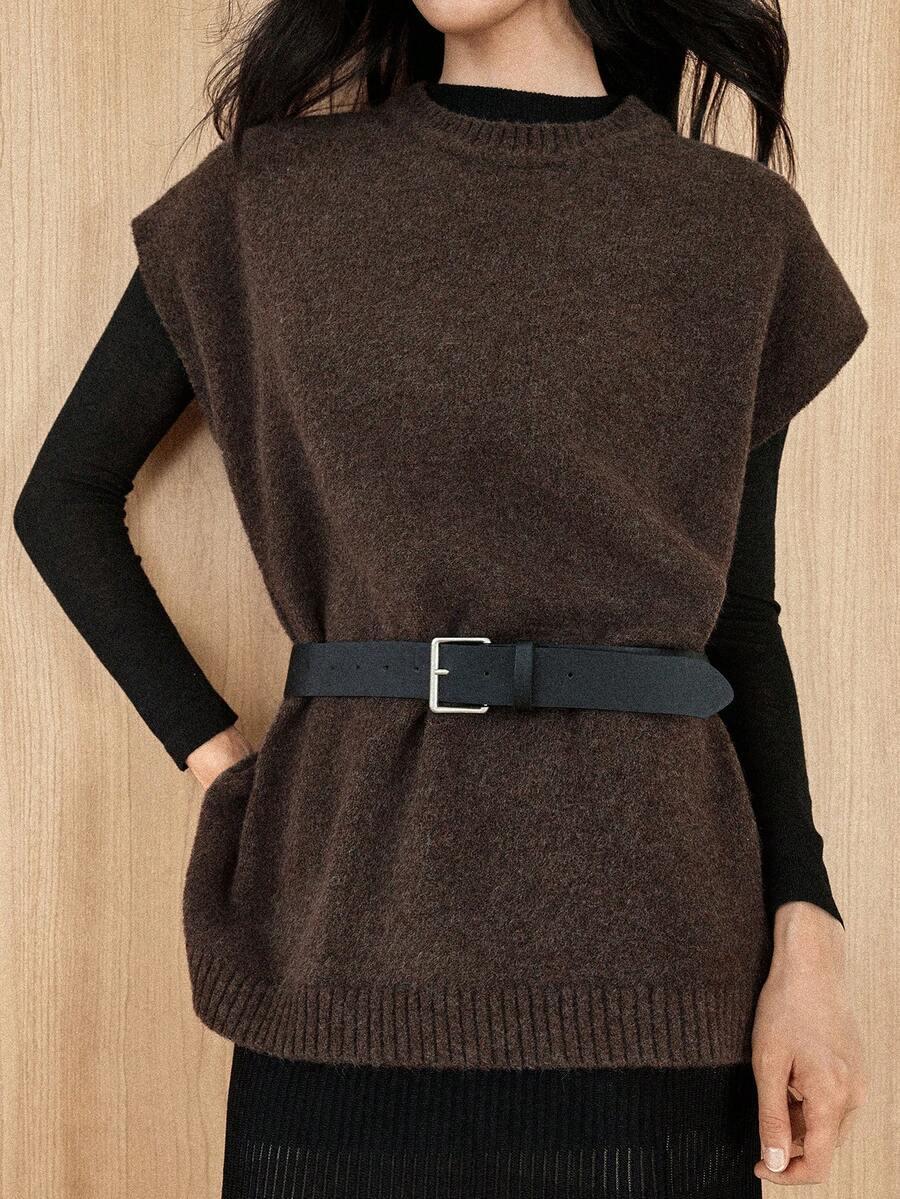 BRĄZOWA SWETER BEZ RĘKAWÓW