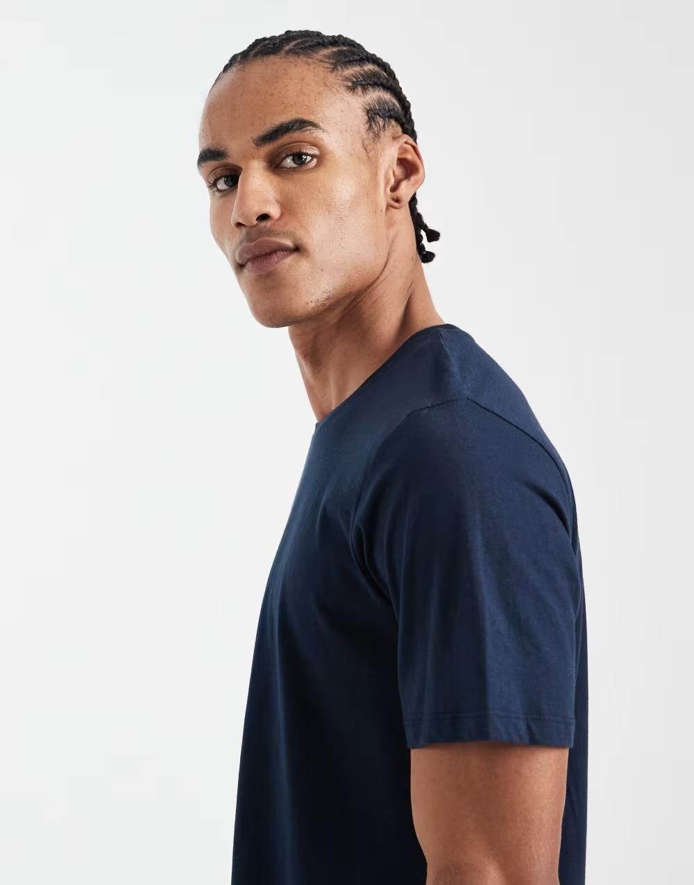 GRANATOWY T-SHIRT BASIC OKRĄGŁY DEKOLT