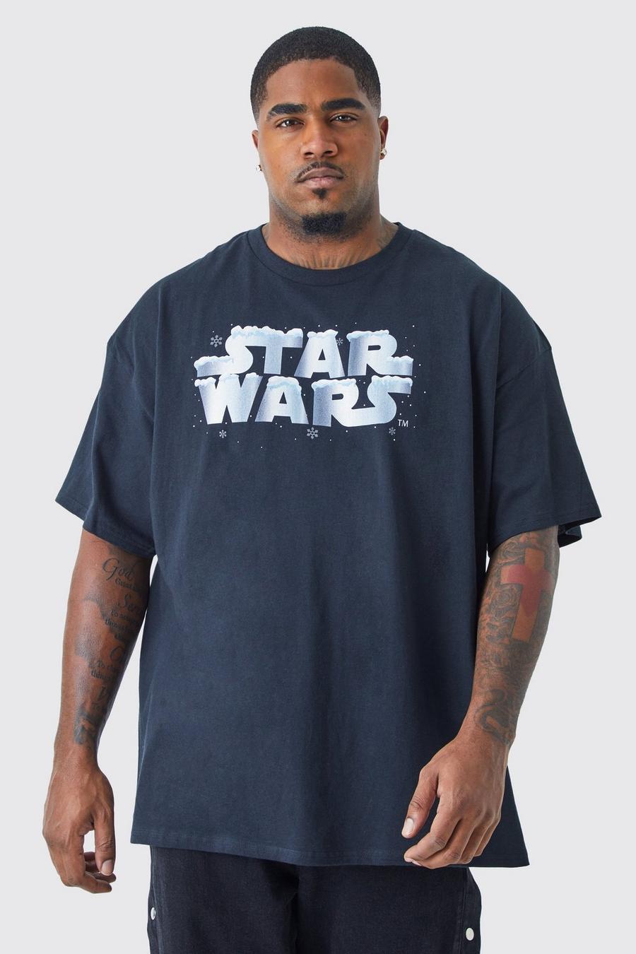 czarny t-shirt oversize okrągły dekolt STARS WARS 