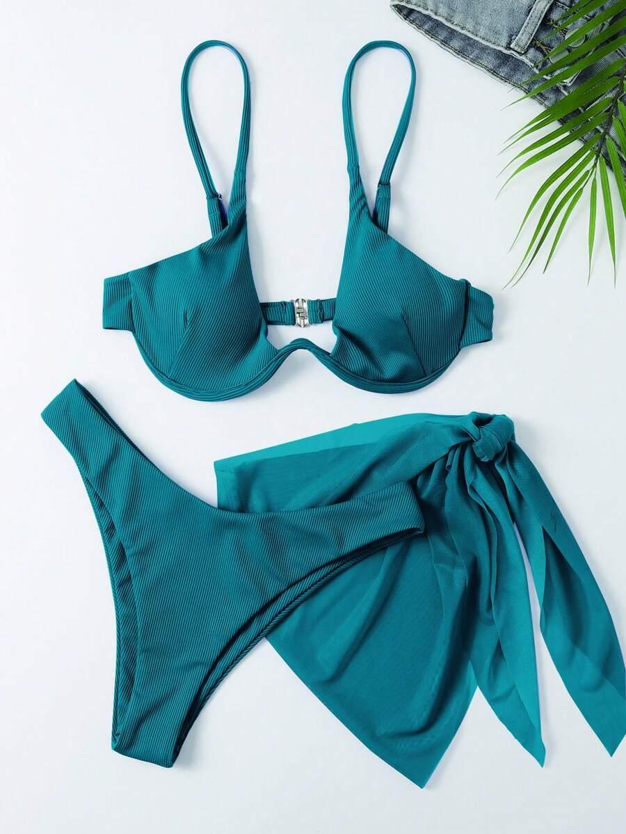 DWUCZĘŚCIOWY KOSTIUM KĄPIELOWY BIKINI NARZUTKA