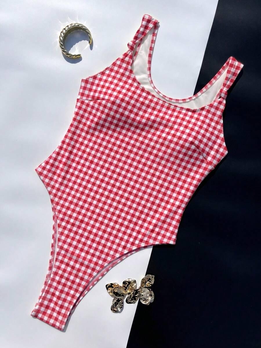 JEDNOCZĘŚCIOWY STRÓJ KĄPIELOWY WZÓR KRATKA