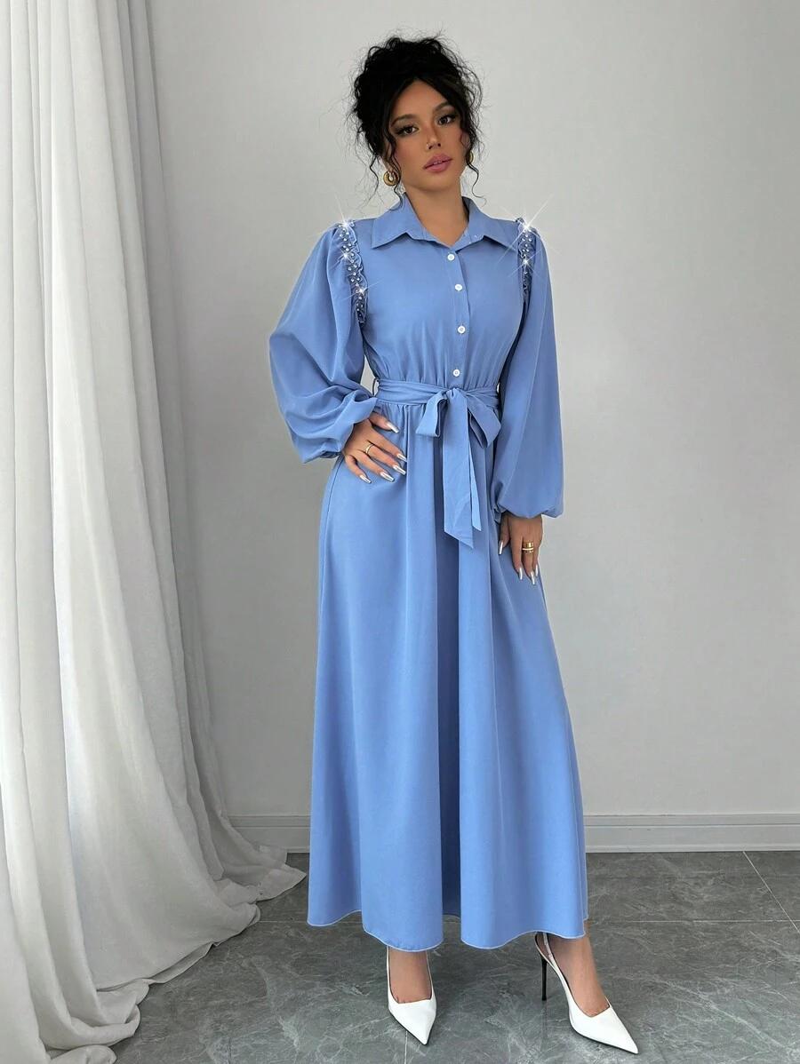 niebieska maxi sukienka