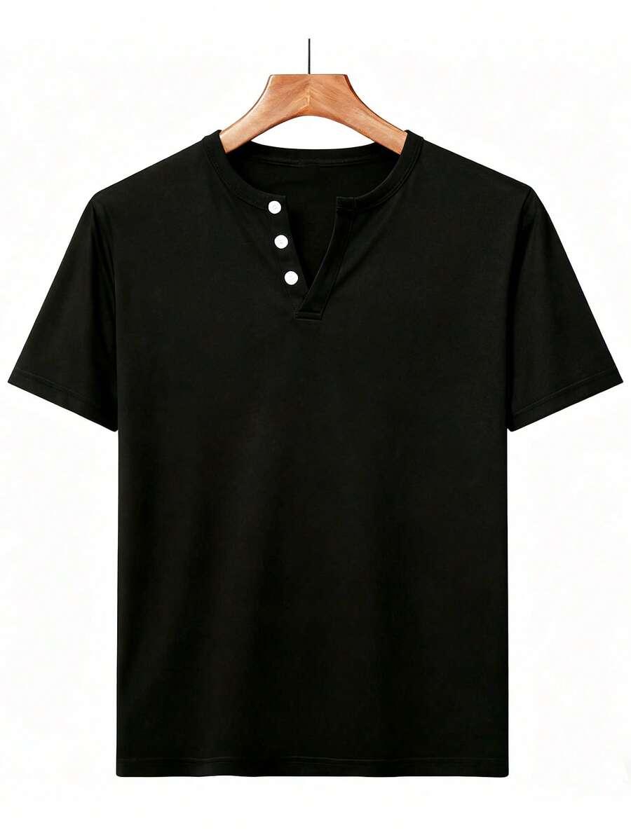czarny t-shirt guziki 