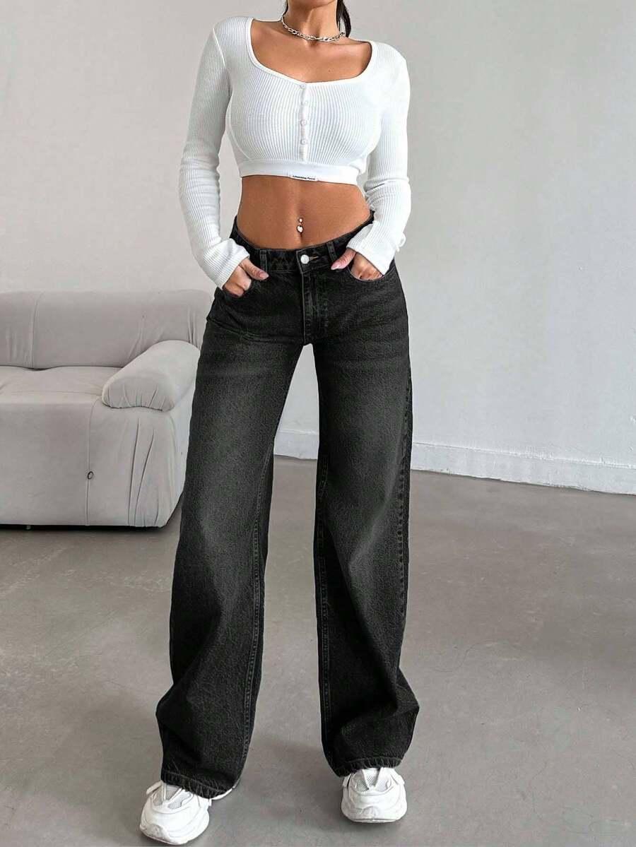 CZARNE SPODNIE JEANS