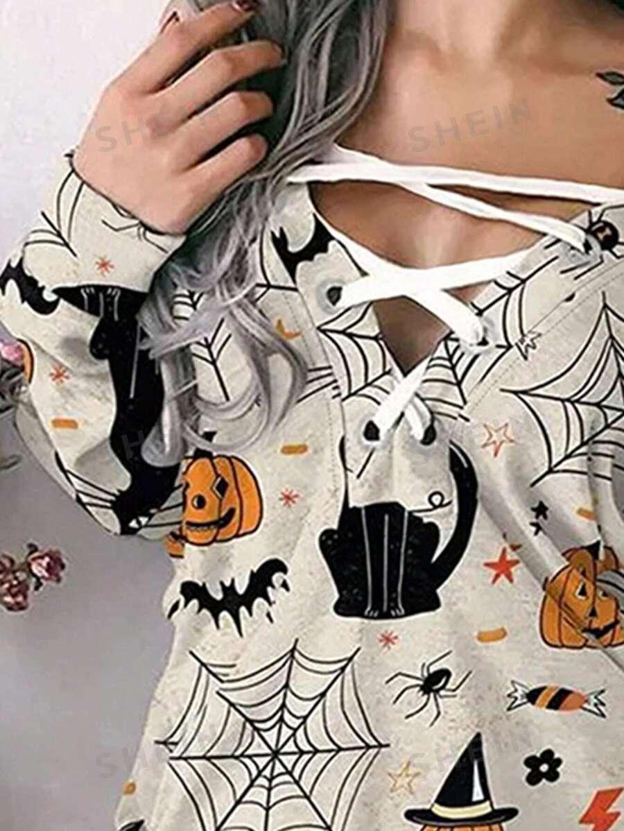 sukienka mini wiązanie halloween