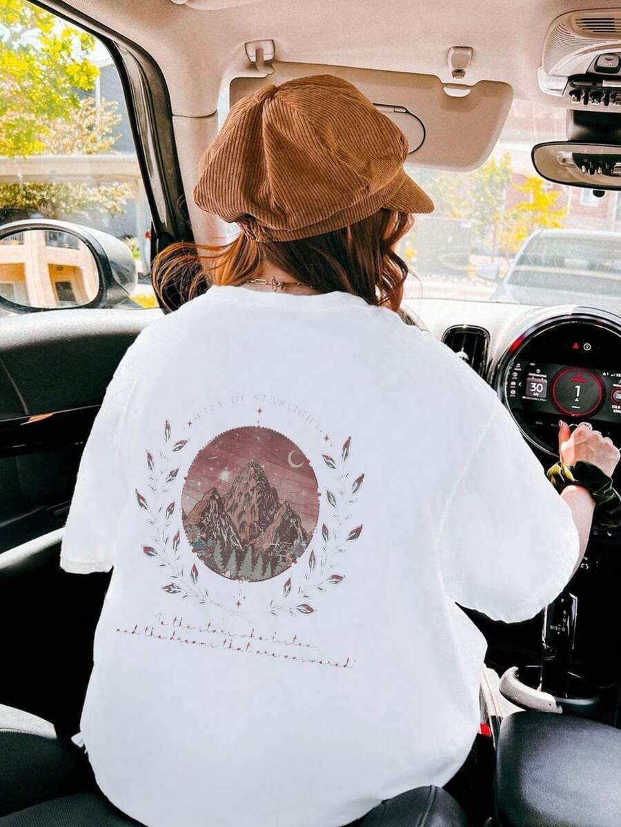 biały t-shirt nadruk