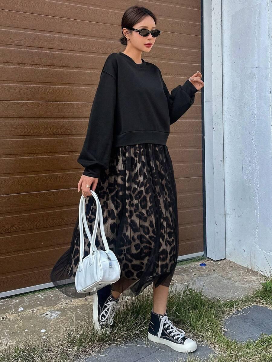 SUKIENKA ŁĄCZENIE ANIMAL PRINT SIATECZKA