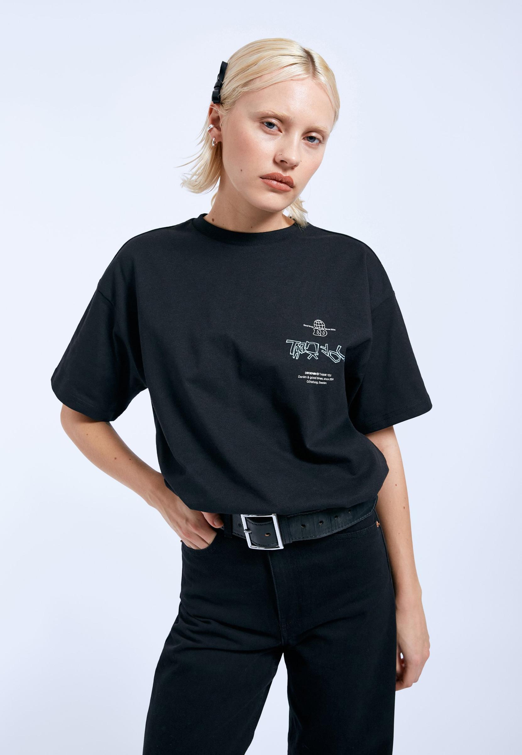 czarny t-shirt nadruk