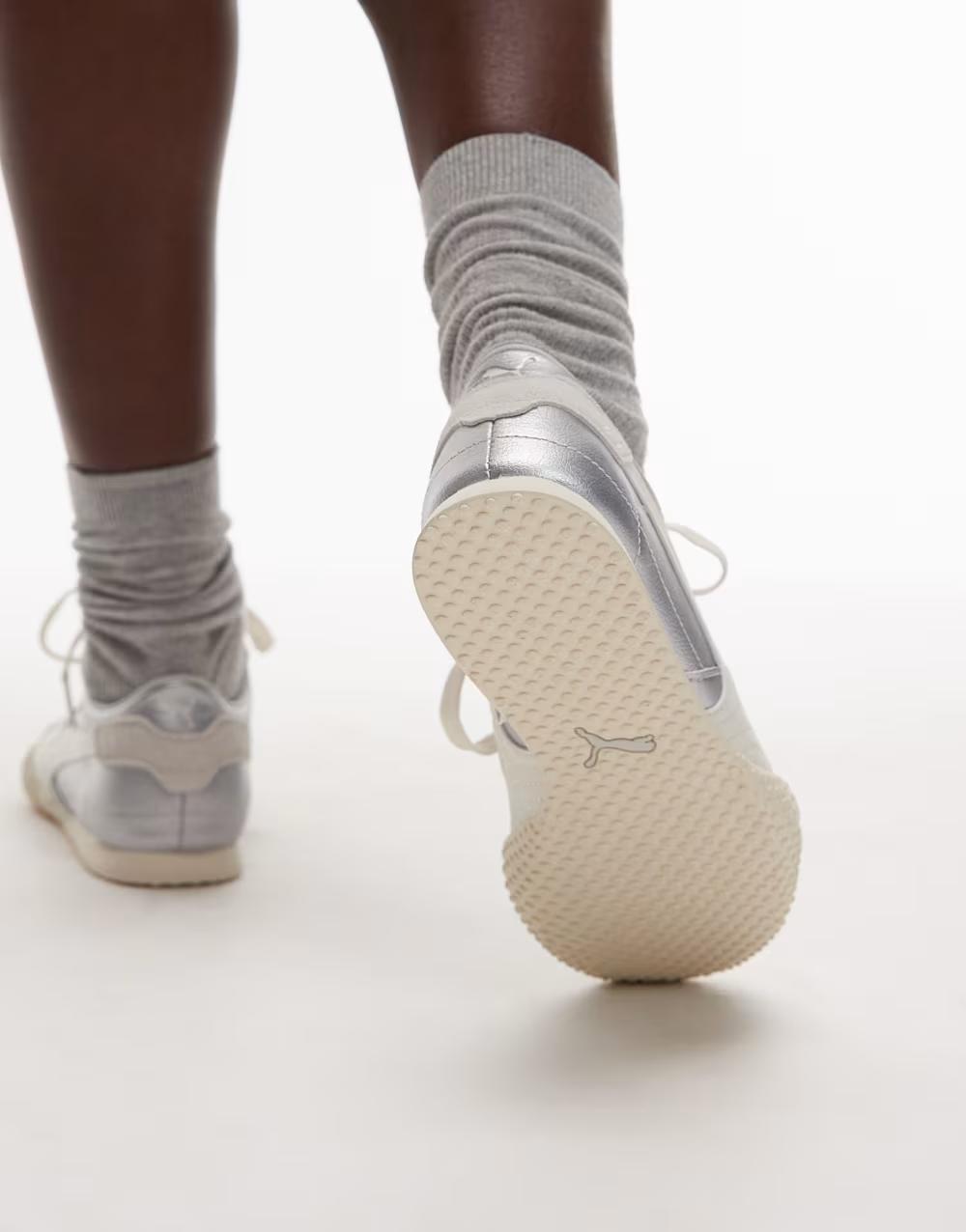 skórzane metaliczne buty sportowe Bella