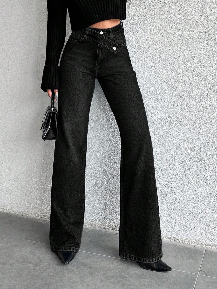 CZARNE SPODNIE JEANS 
