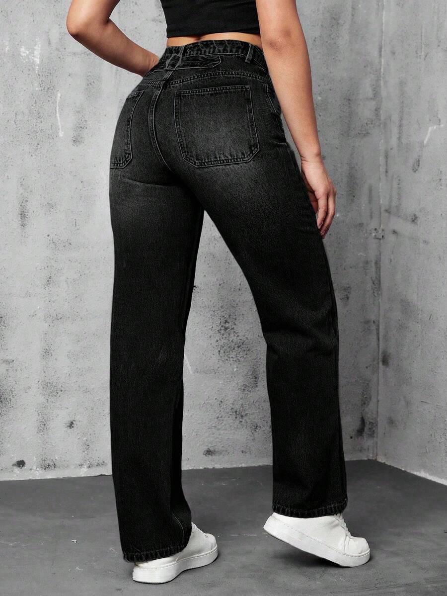CZARNE SPODNIE JEANS