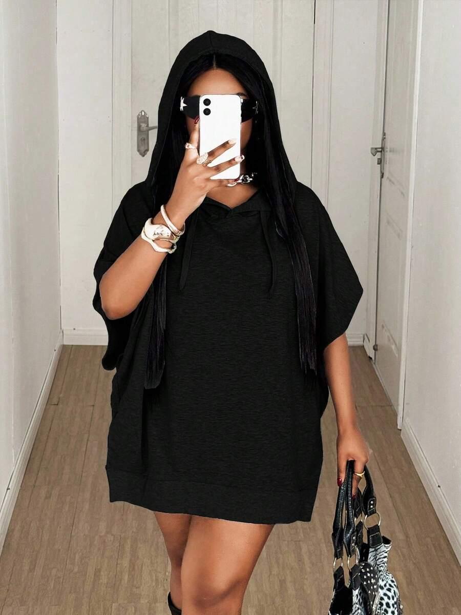 czarna mini sukienka oversize