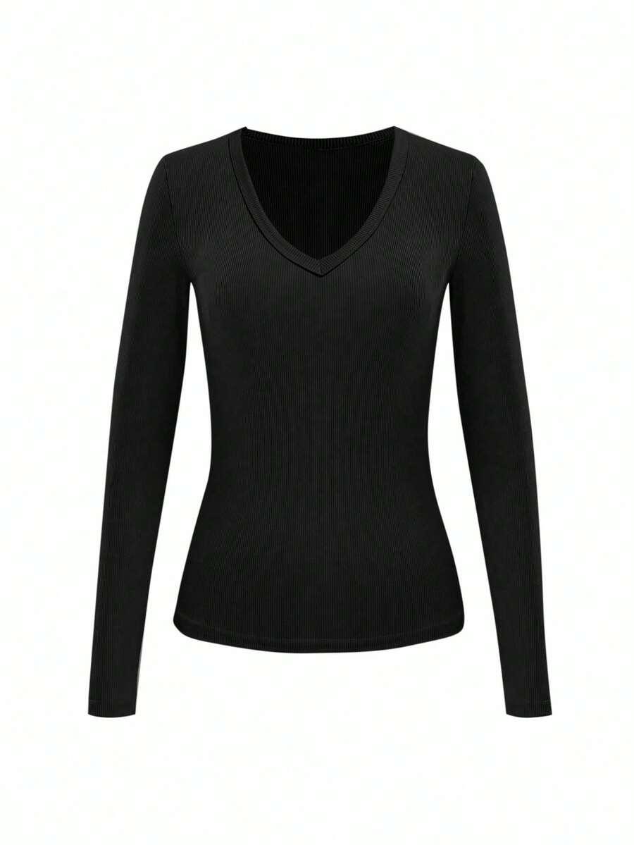CZARNA BLUZKA V-NECK 
