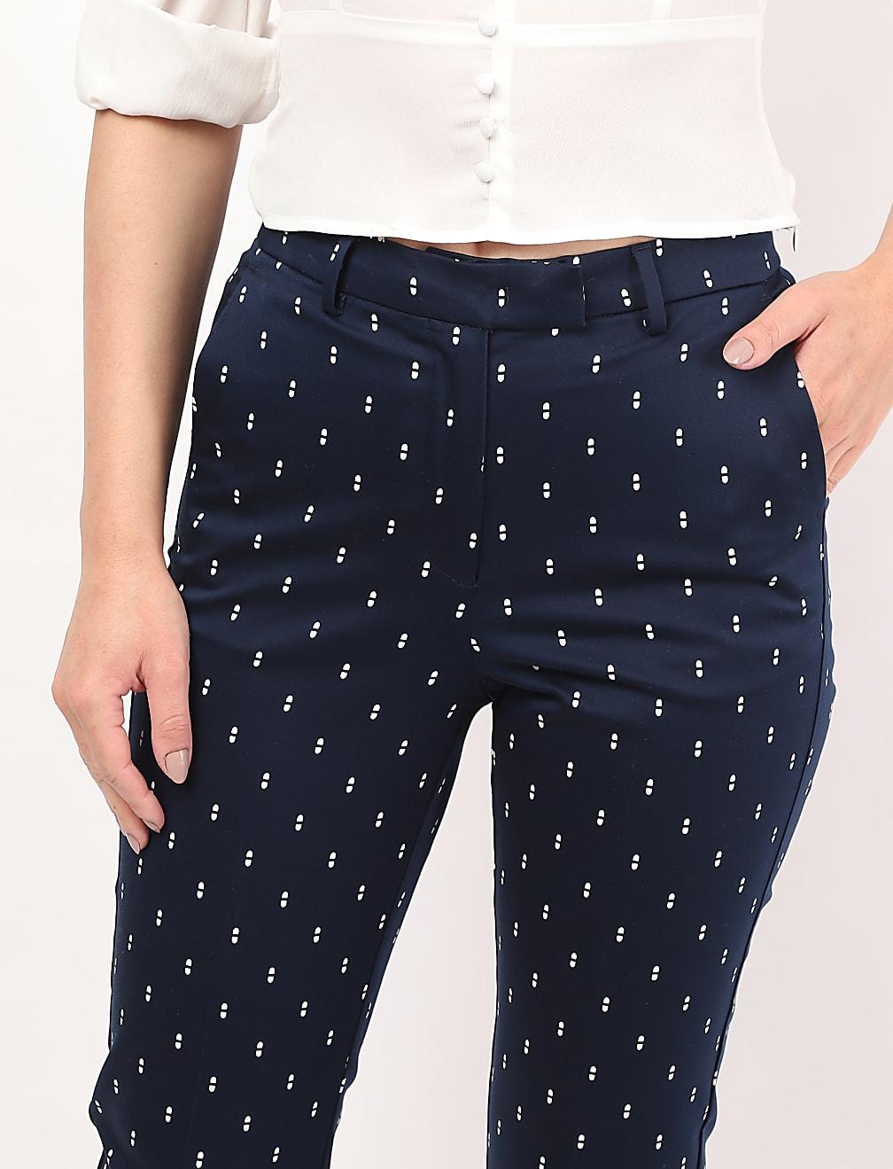 GRANATOWE SPODNIE 7/8 PRINT T59-5760K-F4