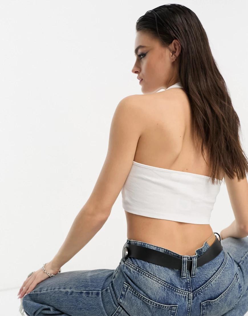 BIAŁY CROP TOP ODKRYTE PLECY