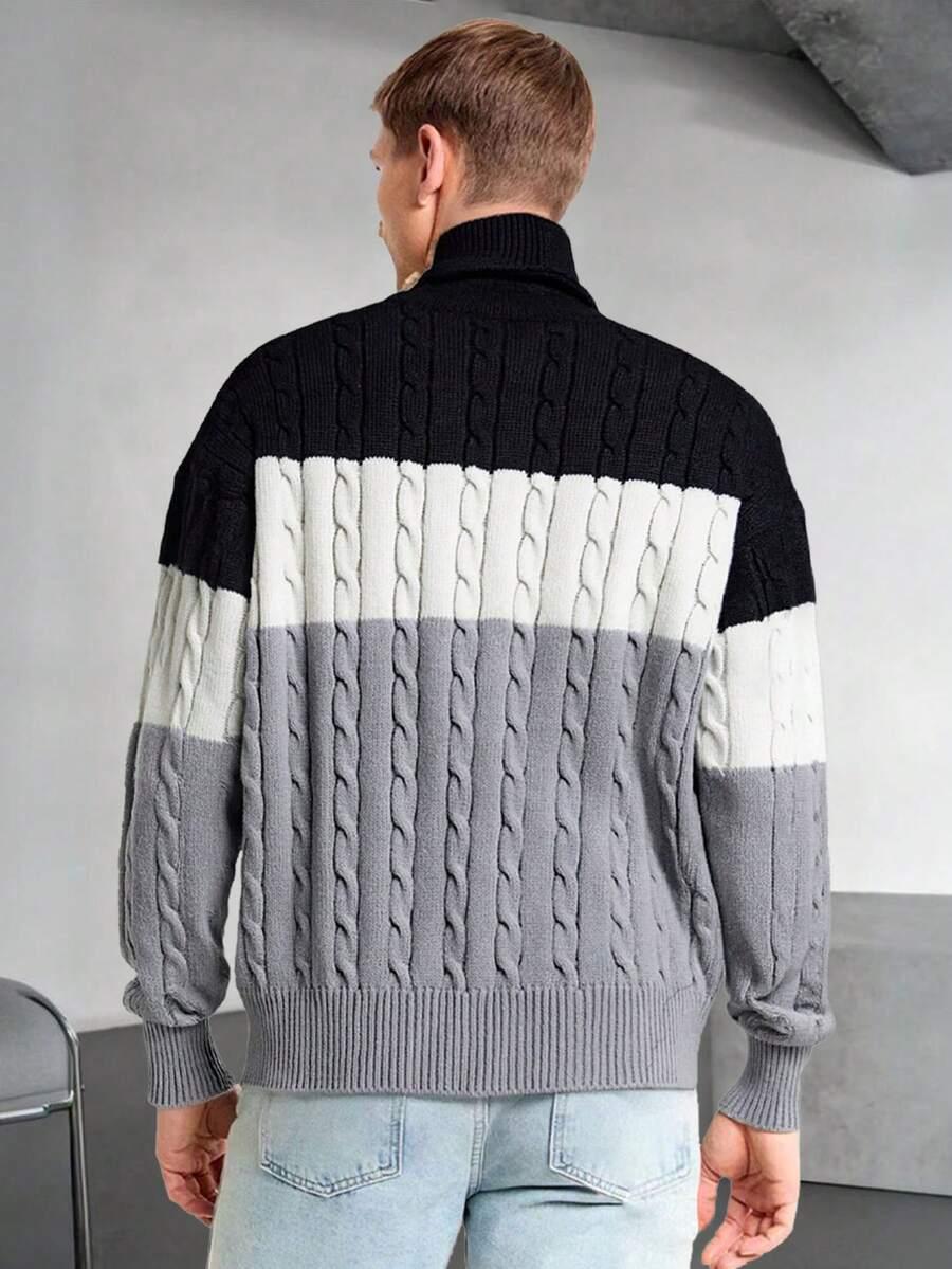 sweter kontrast golf splot
