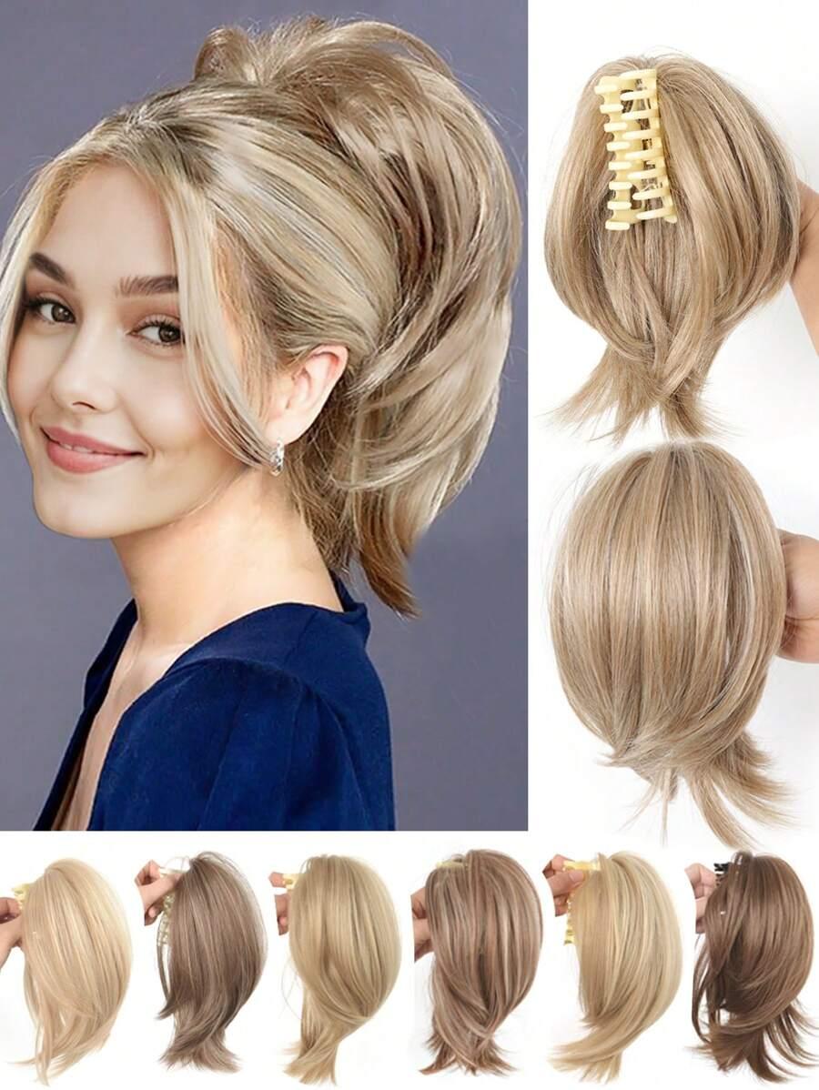 syntetyczne włosy blond klamra