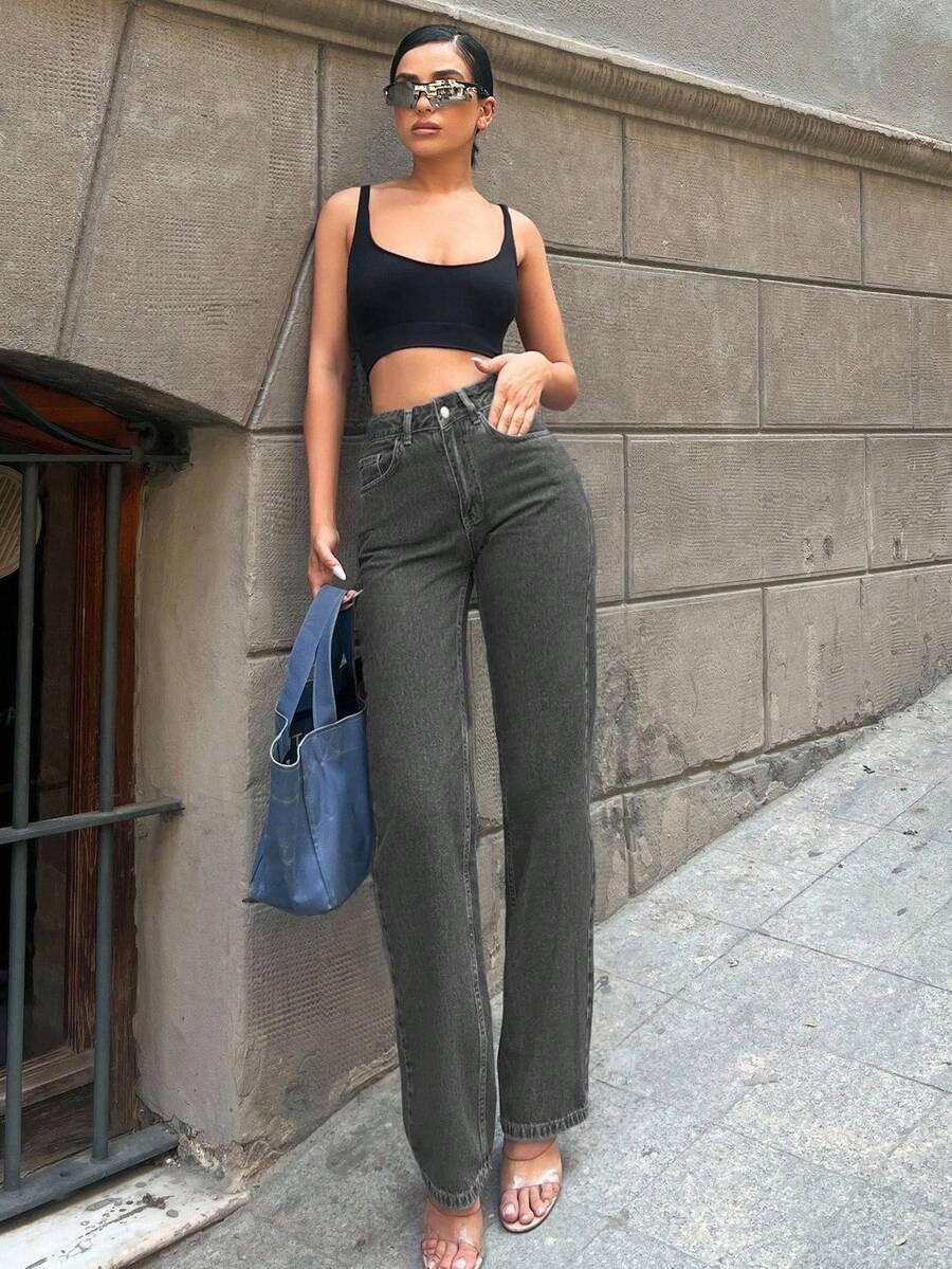 szare spodnie jeans 