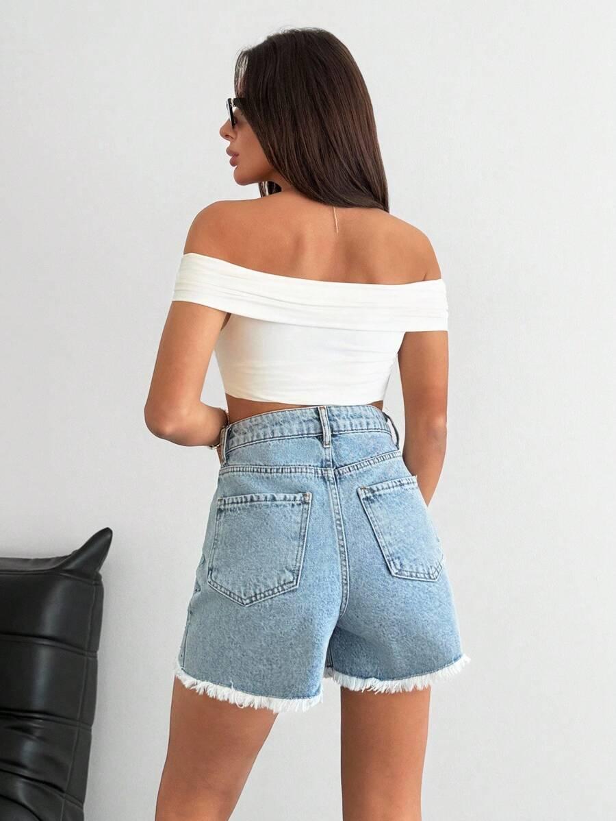 NIEBIESKIE SPODENKI JEANS zdobienia