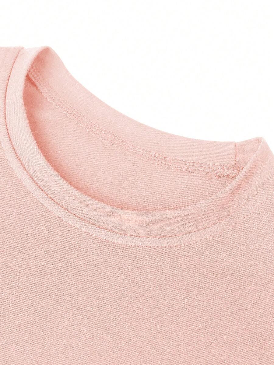 różowy t-shirt okrągły dekolt