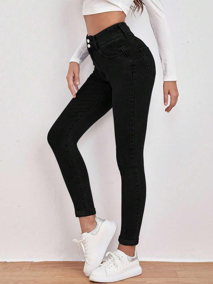 CZARNE SPODNIE RURKI JEANS