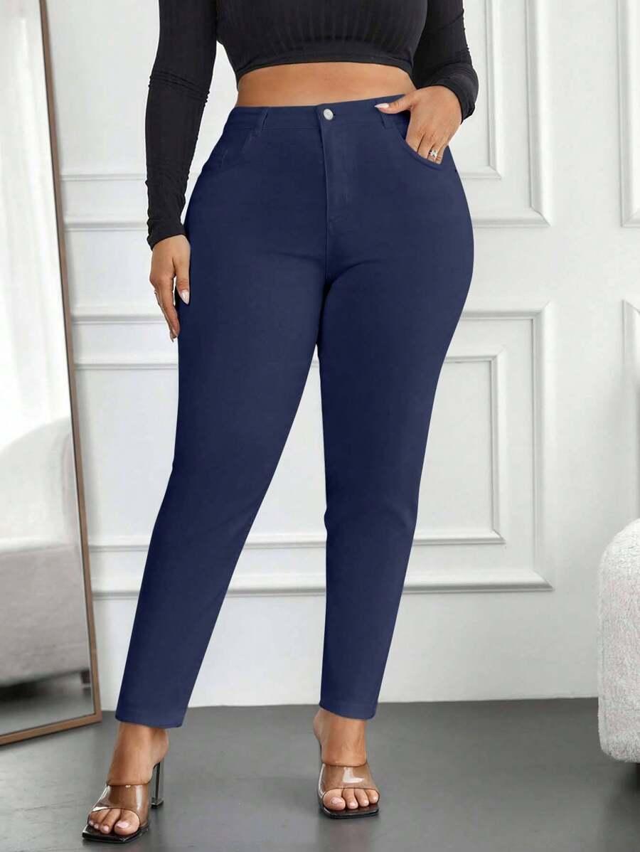 GRANATOWE SPODNIE JEANS