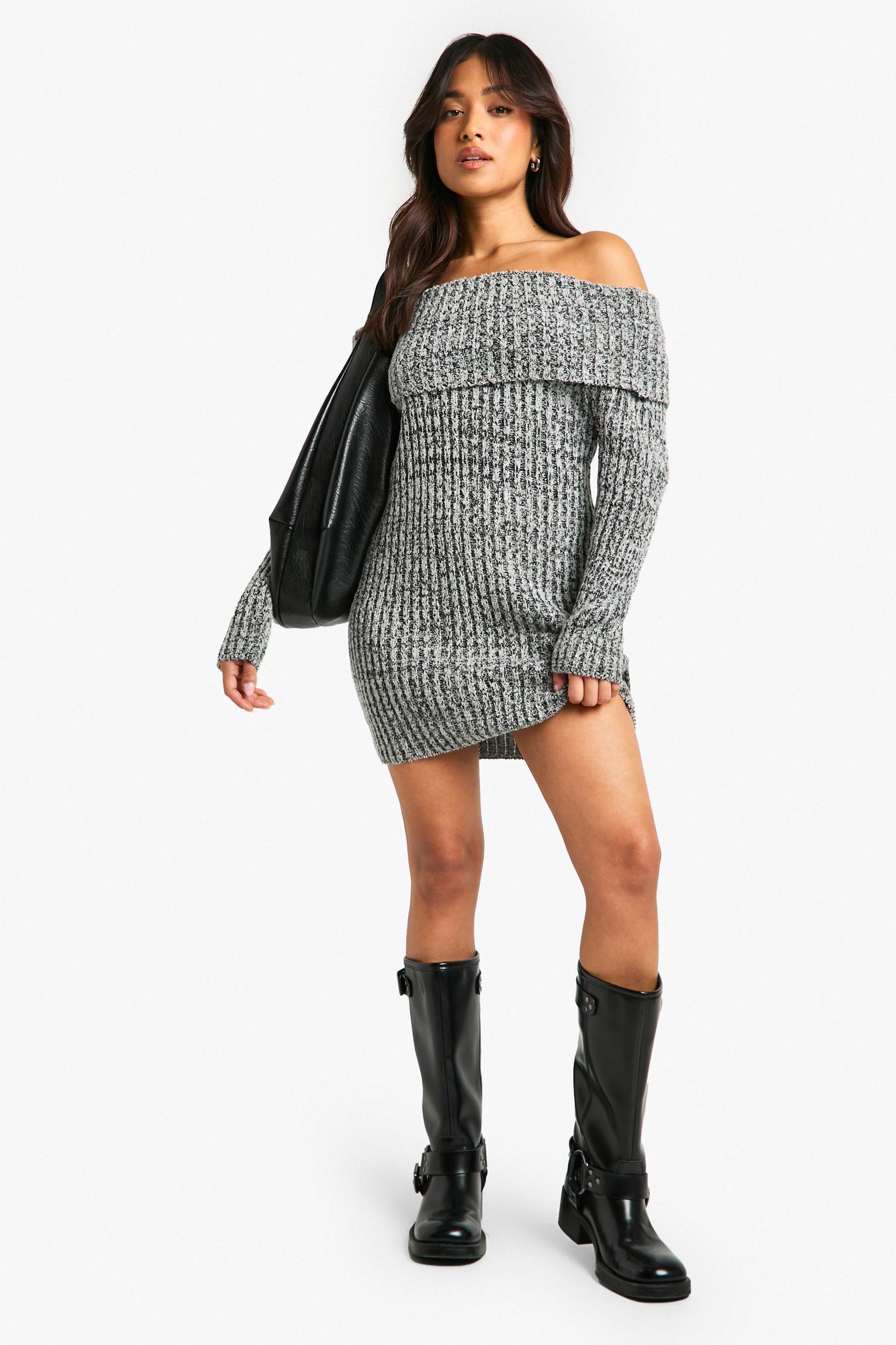 szara dzianinowa mini sukienka