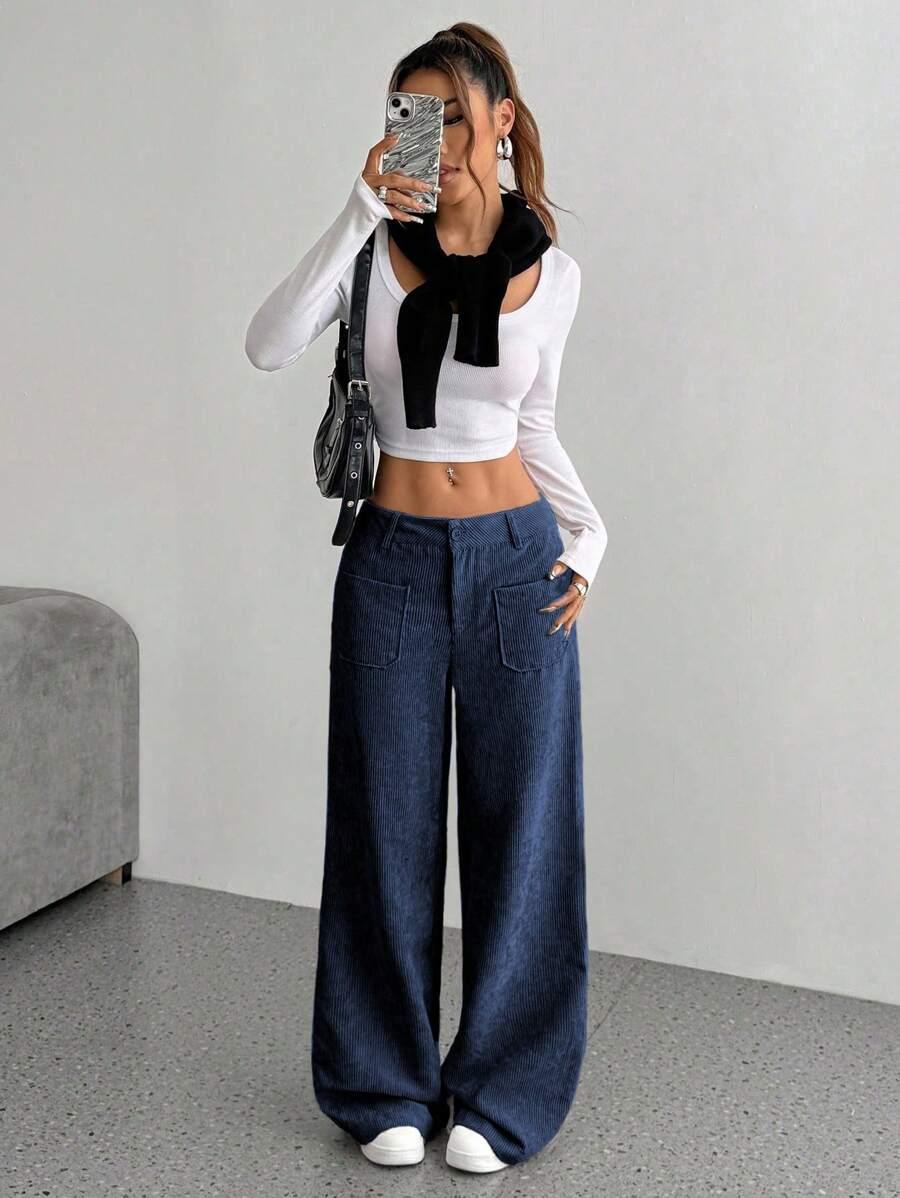 GRANATOWE SPODNIE CASUAL