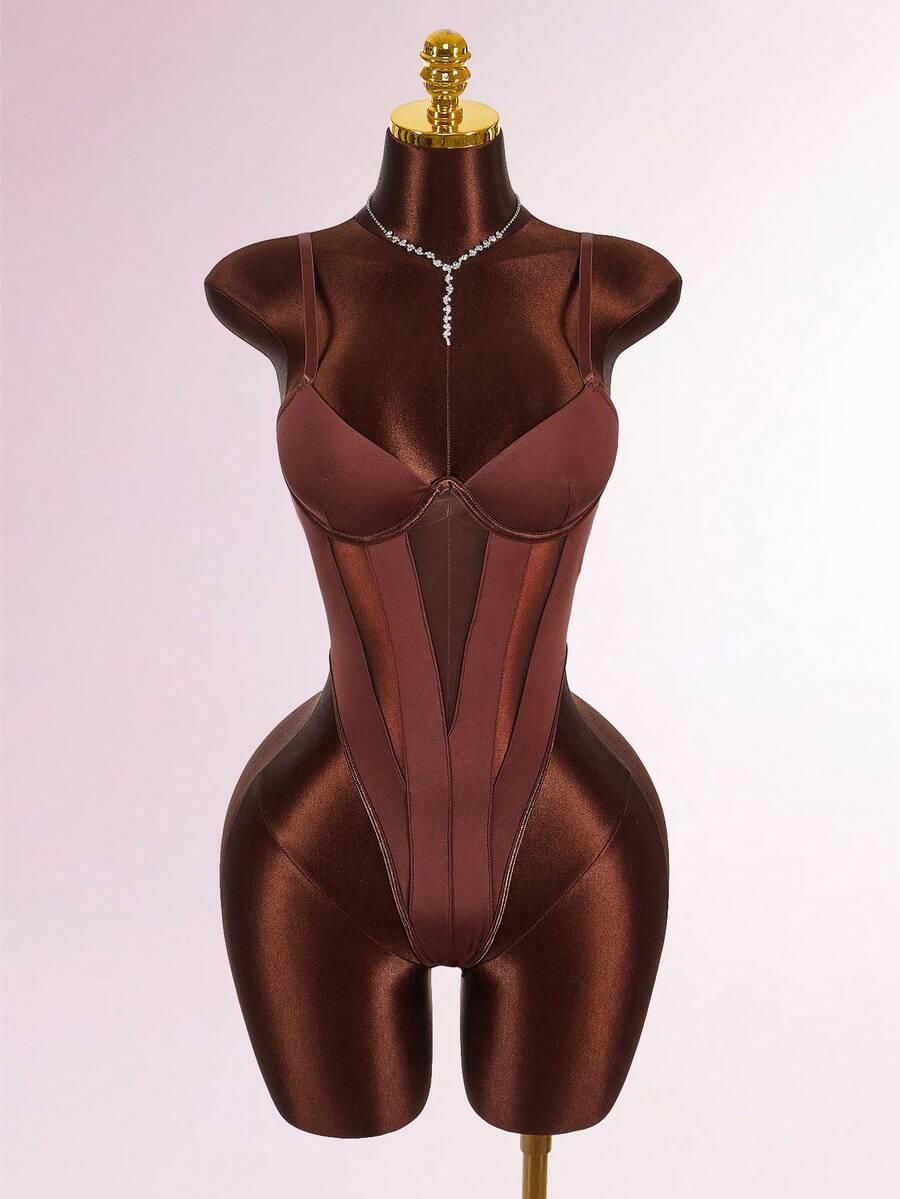 brązowe body siateczka
