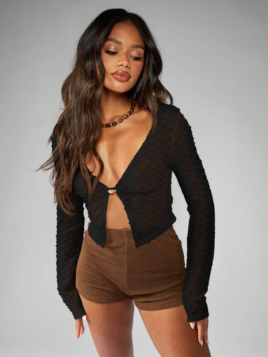 CZARNY TOP KORONKA 