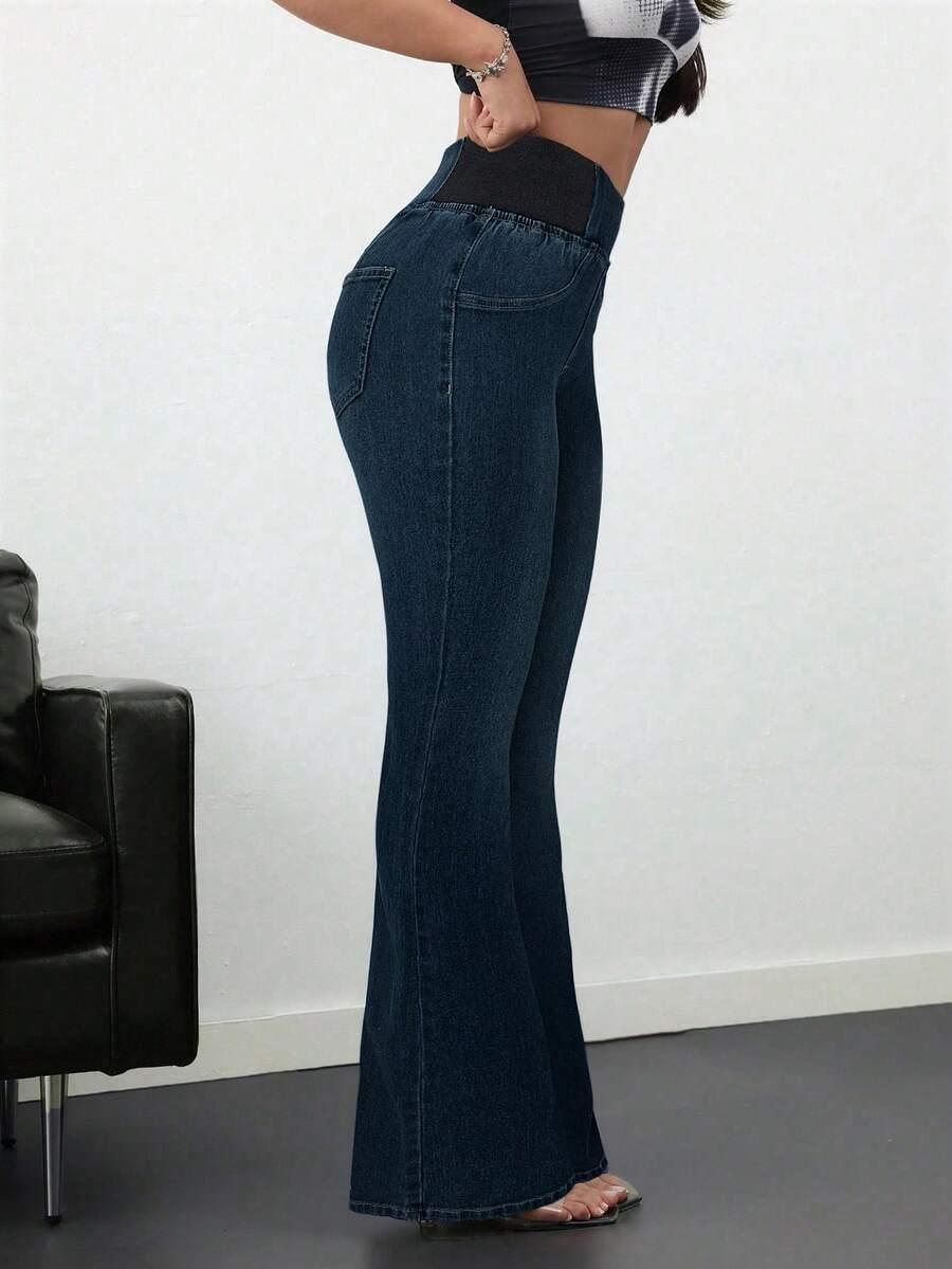 GRANATOWE SPODNIE JEANS 
