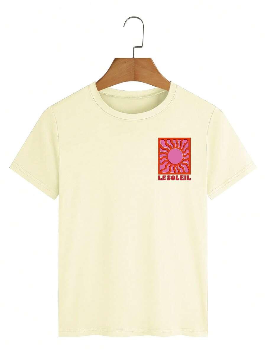 kremowy t-shirt print