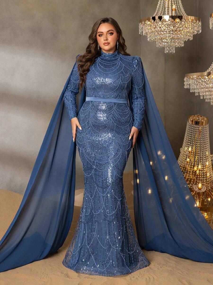 NIEBIESKA MAXI SUKIENKA zdobienia